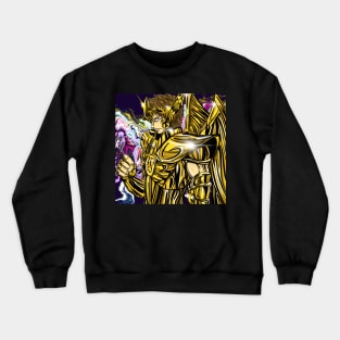 aioros the sagittarius saint in myth cloth anime style ecopop in cosmos Crewneck Sweatshirt